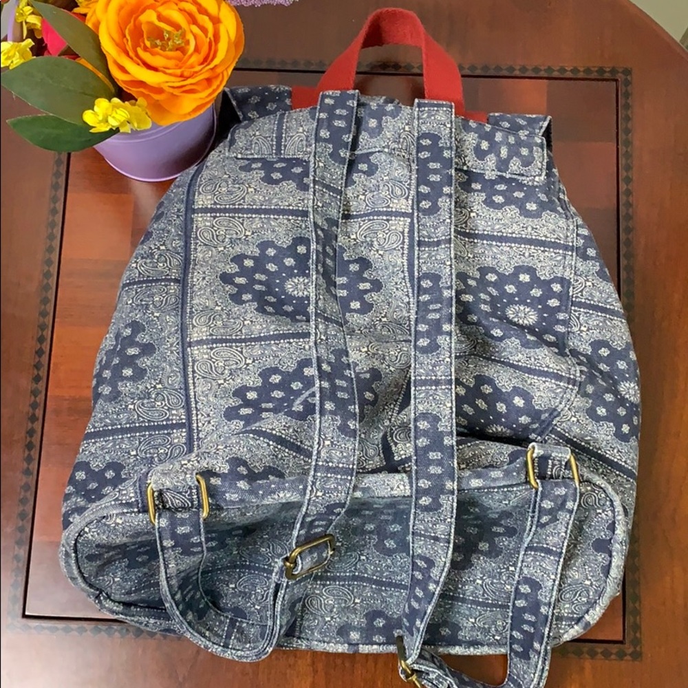 NWOT Drawstring Denim Backpack - Picture 4 of 8